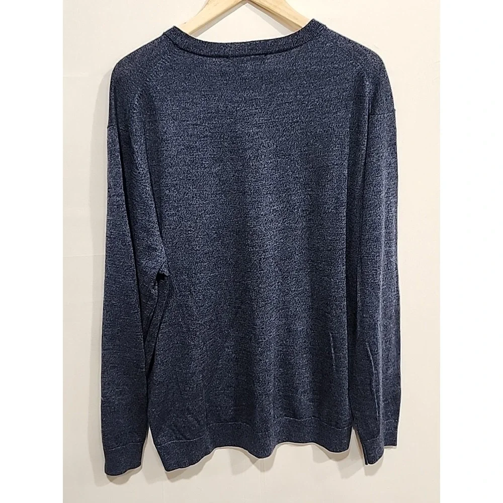 Turnbury NWT Extra Fine Merino Wool Sweater Mens XL Dark Blue Round Neck Soft‎